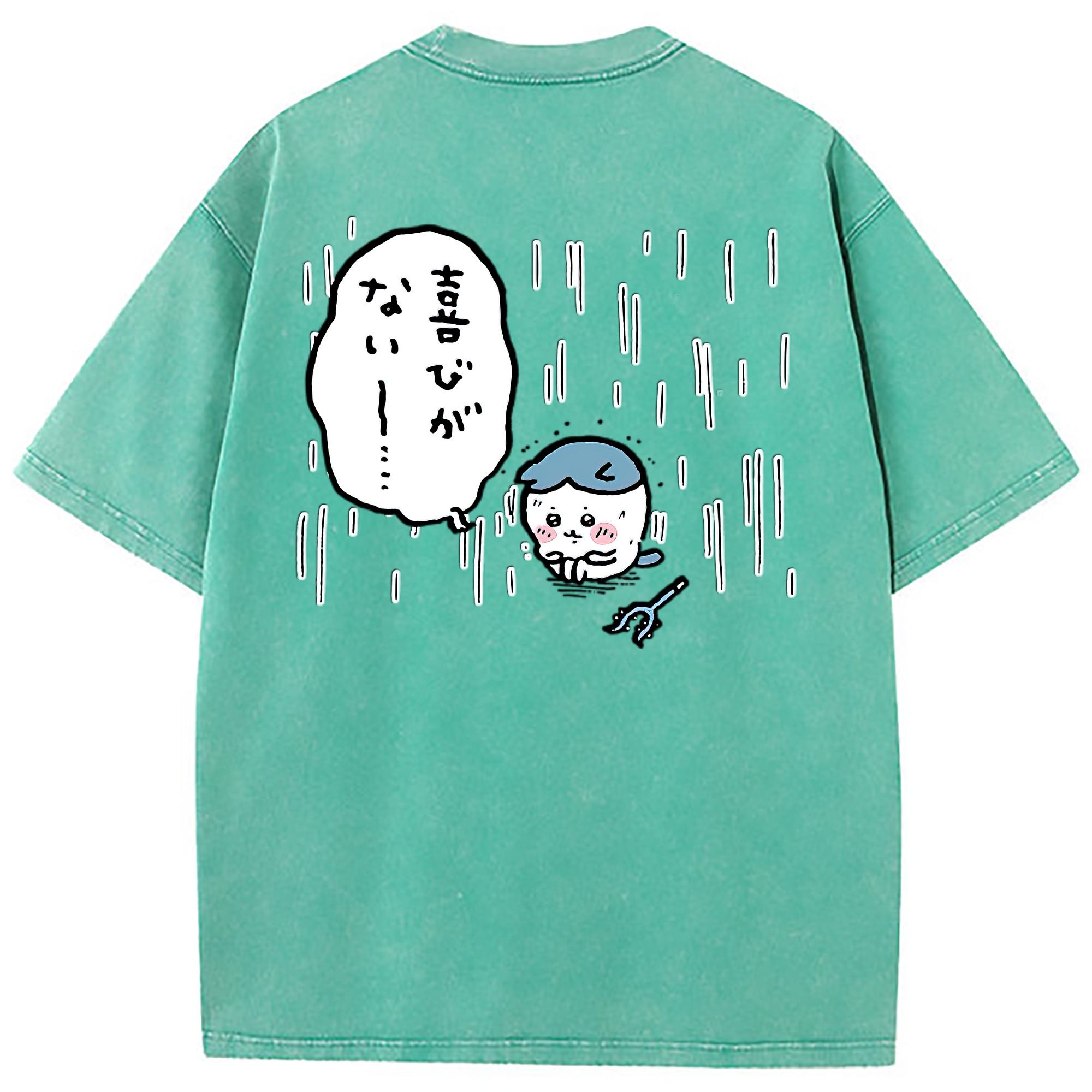 （画像用） ちいかわ ハチワレ Chii-kawa hachiware 綿100% ヴィンテージ風 半袖Tシャツ（背面プリント）